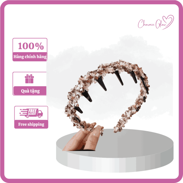 Băng đô quấn đính cườm màu đen - BĐ004 - Ảnh 2